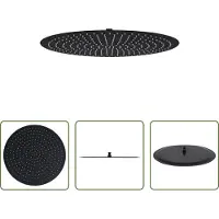 The Living Store Douchekop, roestvrij staal, 50 cm, rond, zwart