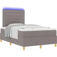 vidaXL LED Box Spring Bed met matras Taupe 120 x 190 cm Stof