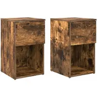 vidaXL Bedkast 2 pcs Gerookt eiken 29 x 31,5 x 49 cm Bewerkt hout