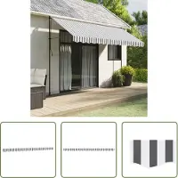 The Living Store Vervangingsdoek voor luifelrok gestreept 4 m antraciet en wit - Vervangingsdoek - Luifelrok - Tuinluifel - Zonwering - Waterdicht