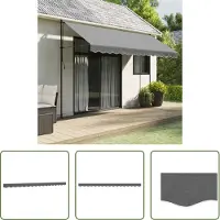 The Living Store Vervangingsdoek voor luifelrok gestreept 4 m antracietkleurig - Waterdicht Luifeldek - Luifelhoes Vervangen - Parasol Hoesje - Buitenduidek - Tuinzomer