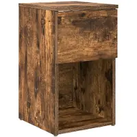 vidaXL Bedkast Gerookt eiken 29 x 31,5 x 49 cm Bewerkt hout