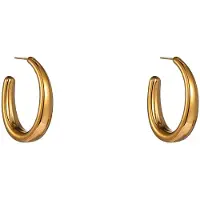 Go Dutch Label Oorknoppen Big Oval Hollow Hoop Goudkleurig