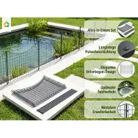 Prestige Home Living Outdoor Omheining voor vijver, boogvormig, ca. 390 x 52,5 cm - Anthracietgrijs
