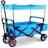 Markenlos Kinderwagen met blauw frame - met blauwe duwstang - voor het vervoeren van kinderen