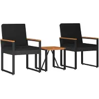 vidaXL Tuinmeubels set, 3 stuks, zwart, polyrotan