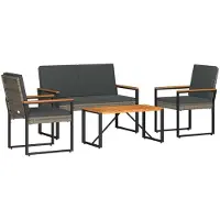 vidaXL Buitenmeubels set 4 st Grijs en Donkergrijs poly rattan