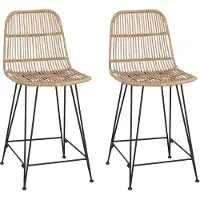 vidaXL Barkruk 2 st Naturel 44 x 54 x 96 cm Riet en Staal