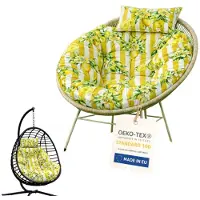 Blomster - Tuinkussen Hangstoel Kokon - Waterafstotend - Beige met citroenen en strepen - Voor Hangschommel Tuin Balkon - Europese Productie
