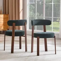 STILVORA Eetkamerstoel - Gestoffeerd Met Gebogen Rugleuning - Voor Keuken En Eetkamer - Linnen En Hout - 57x51,5x79 Cm - Zwart