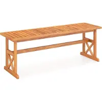 KOMFOTTEU Houten tuinbank, 3-zits, weerbestendige bank, houten bank zonder rugleuning, balkonbank van acaciahout, draagvermogen tot 360 kg, parkbank voor tuin, balkon, terras, 130 x 35 x 45 cm