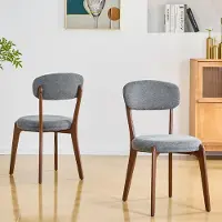 MODFU - Set Van 2 Eetkamerstoelen - Gestoffeerd - Modern - Voor Eetkamer En Keuken - Linnen - Grijs - 55,5 X 48,5 X 84 Cm