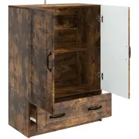vidaXL Dressoir met lade Gerookt eiken 66 x 34,5 x 92 cm Bewerkt hout