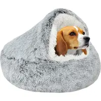 Markenlos Hondenbed - 65 cm - kalmerend en angstverlagend - geschikt voor kleine en middelgrote honden - antislip onderkant - grijs