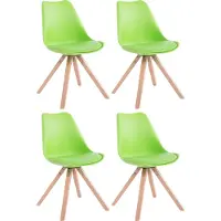 CLP Set van 4 stoelen Toulouse Square met vierkante houten poten | Kleur: groen. Frame: naturel