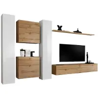 Meublorama Wandmeubel SWITCH VI zwevend tv-meubel Wotan eiken en hoogglans wit design