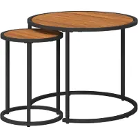 vidaXL Koffietafel Set 2 st Naturel en Zwart 55 x 55 x 45 cm