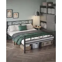 OEM Zwart metalen kinderbed - Ledikant met poedercoating - Stevig frame - Eenvoudige montage - 207,6 cm x 161,8 cm x 86 cm - 23,5 kg - Draagvermogen: 400 kg