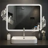 CLP Jericho Badkamerspiegel - met verlichting - met verwarming - vierkant - anti-condens wandspiegel - LED dimbaar - met Bluetooth - helder/glas