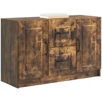 vidaXL Dressoir met lade Gerookt eiken 89 x 34,5 x 57 cm Bewerkt hout