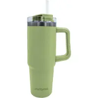 Muitomas Reismok - Travel Mug - Dubbele geïsoleerde wand - Praktisch rietje & handvat - 900ml - Groen