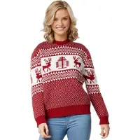 Dressforfun – Kersttrui Winterwonderland – Maat XL – Rood & Wit Polyester – Traditioneel Noors Gebreid Patroon – Comfortabel & Warm – Feestelijke Kleding voor Kerst & Carnaval