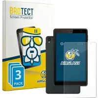 BROTECT Screenprotector 3 Stuks voor Logicom Tab 80 8" (Voor+Camera) Beschermglas transparant
