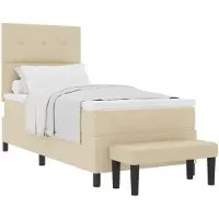vidaXL Boxspring bed met hoofdeinde Crème 100 x 200 cm Stof