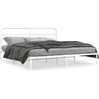 vidaXL Bedframe met hoofdbord metaal wit 200x200 cm