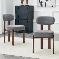 OKWISH Eetkamerstoel – Set Van 2 Met Gebogen Rugleuning – Comfortabel Voor Keuken En Eethoek – Linnen – Grijs