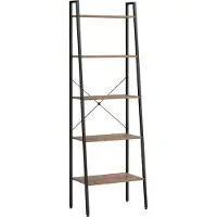 vidaXL Ladderrek met 5 schappen 56x35x174 cm donkerbruin en zwart
