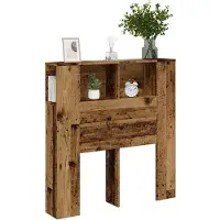 vidaXL Hoofdbordkast 100x18,5x102,5 cm bewerkt hout oud houtkleurig