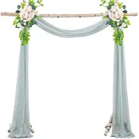 OEM Chiffon bruiloftsgordijn, wandmontage, 75x300 cm, gaas, grijsblauw, decoratieve achtergrond