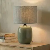 TK Lighting Tafellamp Melody, groen, Woon-/ Eetkamer, Textiel / Stof / Zijde, Tafellamp