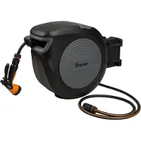 Bradas Wandslangenbox Black Line – 20 m – 1/2" (13 mm) tuinslang – Automatisch oprolbaar – 180° draaibaar – Inclusief sproeikop en koppelingen – Afneembaar – Zwart