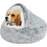 Markenlos Pluche hondenbed - knuffelhol met zachte vulling - geschikt voor kleine tot middelgrote honden - grijs - 65 cm