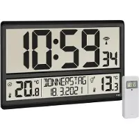 TFA-Dostmann 60.4521.01 Wandklok Zendergestuurd 360 mm x 28 mm x 235 mm Zwart Groot display