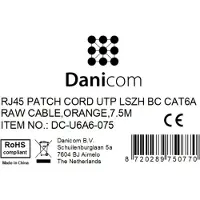 Dsit UTP CAT6a patchkabel - 7,50 meter oranje - 100% koper - netwerkkabel - internetkabel - UTP kabel - RJ45 - 10000 mbit/s