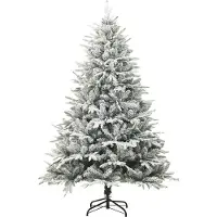 vidaXL Kunstkerstboom met sneeuwvlokken 210 cm PVC en PE groen