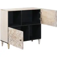 vidaXL Dressoir met opslag Wit 80 x 33,5 x 75 cm Massief Mango Hout