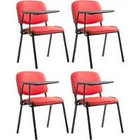 CLP Set van 4 stoelen "Ken" met opklapbaar tafelblad, bekleed met kunstleer, rood