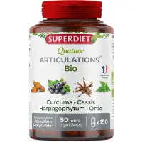 SuperDiet Quatuor Curcuma Articulations Bio 150 Capsules