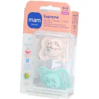 Mam Fopspeen Supreme Silikon 0-6 Mnd Universeel 2 Stuks