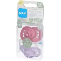 Mam Original Pure Siliconen Fopspeen Roze - Paars vanaf 16 Maanden 2 St Speen