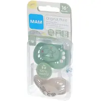 Mam Original Pure Siliconen Fopspeen Groen - Ecru vanaf 16 Maanden 2 St Speen