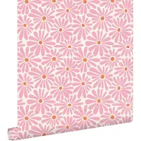ESTAhome behang madeliefjes roze en oranje - 53 cm x 10.05 m - 131149