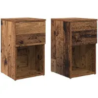 vidaXL Bedkast 2 pcs Oud hout 29 x 31,5 x 49 cm Bewerkt hout