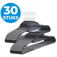 Acaza Kledinghangers - Kleerhangers - Broekhanger - 30 Stuks - Volwassenen - Anti Slip - Duurzaam - ABS Kunststof - Zwart