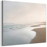 MuchoWow Aluminium schilderij 160x120 cm - Wanddecoratie metaal - Kustlijn - Strand - Oceaan - Metalen muurdecoratie woonkamer - Decoratie industrieel - Foto op dibond - Industriële accessoires slaapkamer