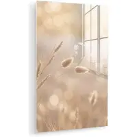 MuchoWow Glasschilderij 120x180 cm - Schilderij acrylglas - Hazestaartgras - Graanharen - Zonlicht - Foto op glas - Muurdecoratie woonkamer - Wanddecoratie slaapkamer - Schilderijen